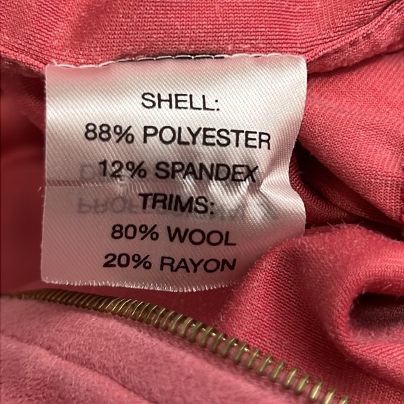 St John Sport Jacket Pink Full Zip Marie Gray Faux Suede Bomber Lined Sz S - Picture 7 of 9